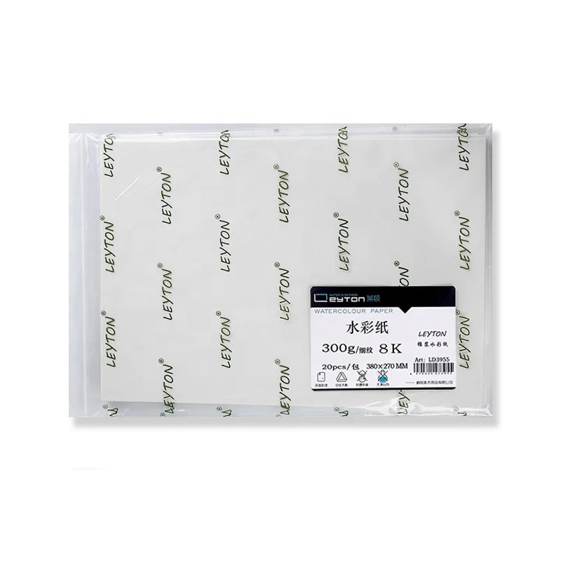 Leyton 300GSM Hot Press Art Sketch Solid Watercolor Color Paper 100% Cotton LD3955 Moisture-proof Bag Packaging 38x27cm 20