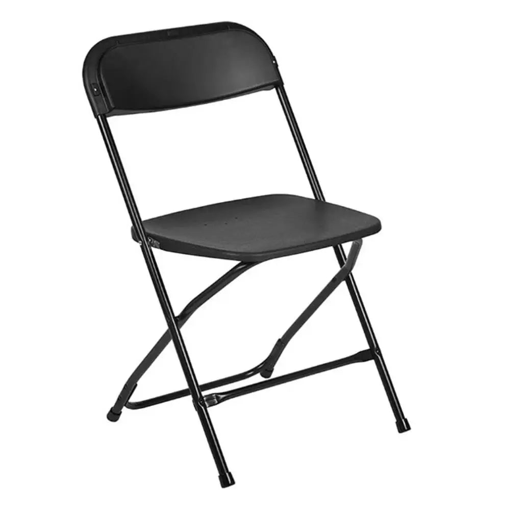 Wholesale Rental Outdoor Indoor Stackable Garden Wedding Plastic Black Folding Chair with Metal Legs for Events School Park Use