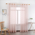 Jiaohui  Wholesale Pink Cheap Cut Out Pom Pom Design Living Room Window Sheer Tulle Curtain