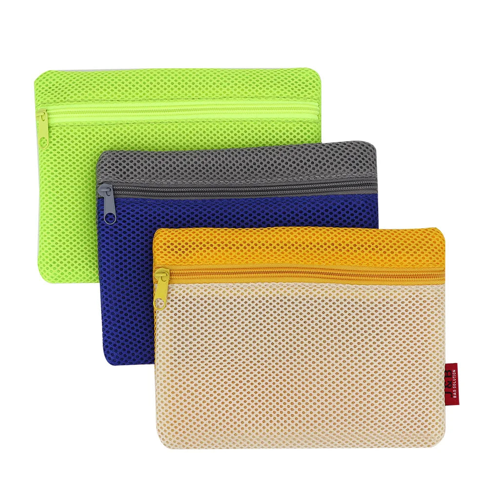3D Sandwich Mesh Small Zipper Pouch Shock Resistance Stationary Pencil Bag Custom Shock Resistance Mesh Promotional Gift Bags