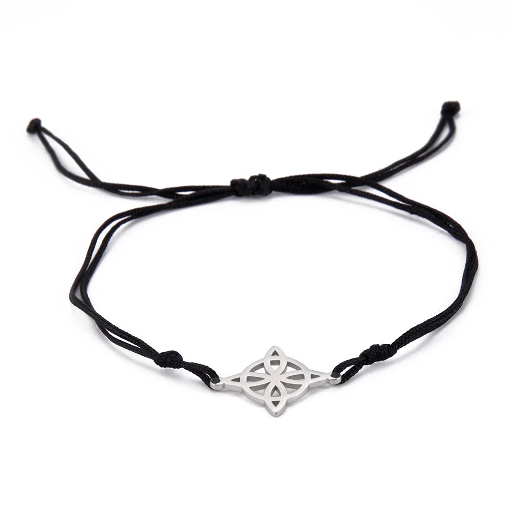 Sanlan Witchcraft Moon Goddess Stainless Steel Witch Knot Pendant Bracelet Pentagram Amulet Box Chain