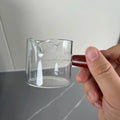 100ML Borosilicate Glass  Double Spout Wood Handle Coffee Measuring Cup Shot Glasses Milk Cup for Barista