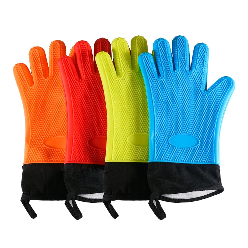 Five Finger Kitchen Multi-function Food Contact Heat Resistant Silicone Oven Grill Mitten Gloves