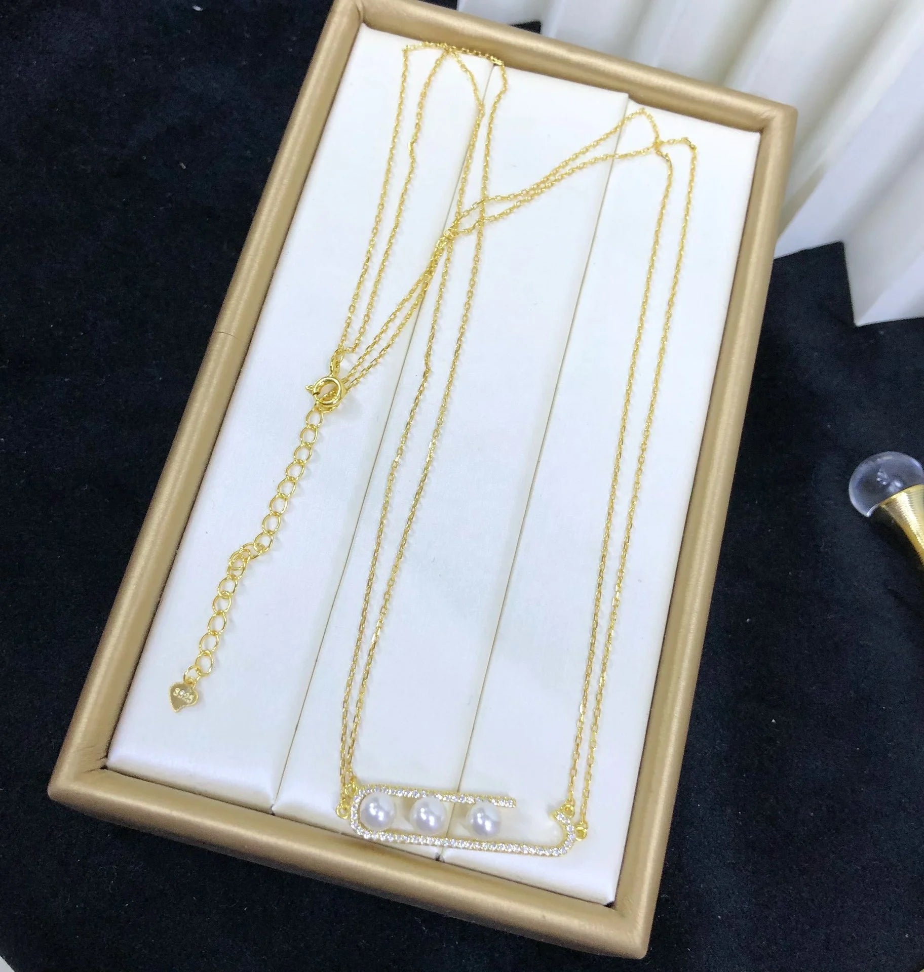 N448 5-6mm DIY Natural  Freshwater Pearl Charm Pendant Necklace Chain Accessory 925 Sterling Silver Jewelry for Women