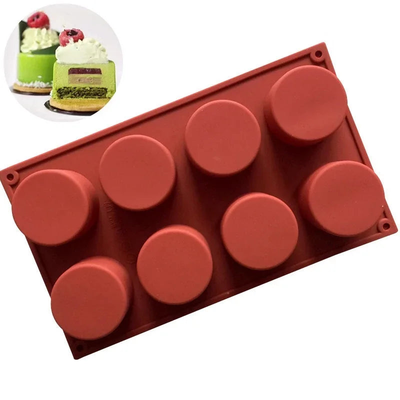 8 Cavity Eco-Friendly Silicone Cylinder Soap Mold Round Ice Cube Tray Chocolate Cake Mold DIY Handmade OPP Bag MegaBDM
