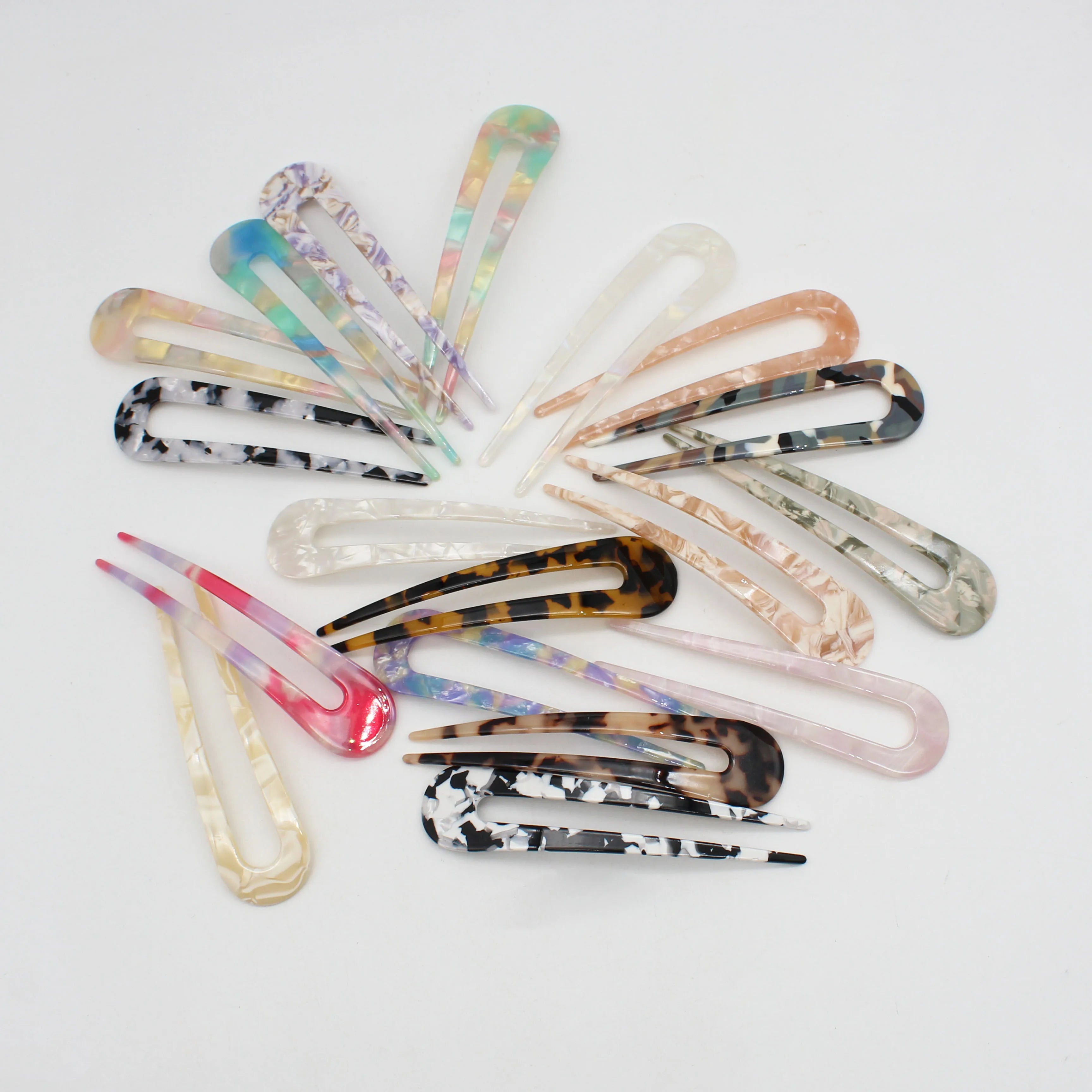 GENYA Acetate Updo Chignon Pin Hair Accessories U Shaped Hairpins French Style Hair Stick Fork for Thick Long Hair