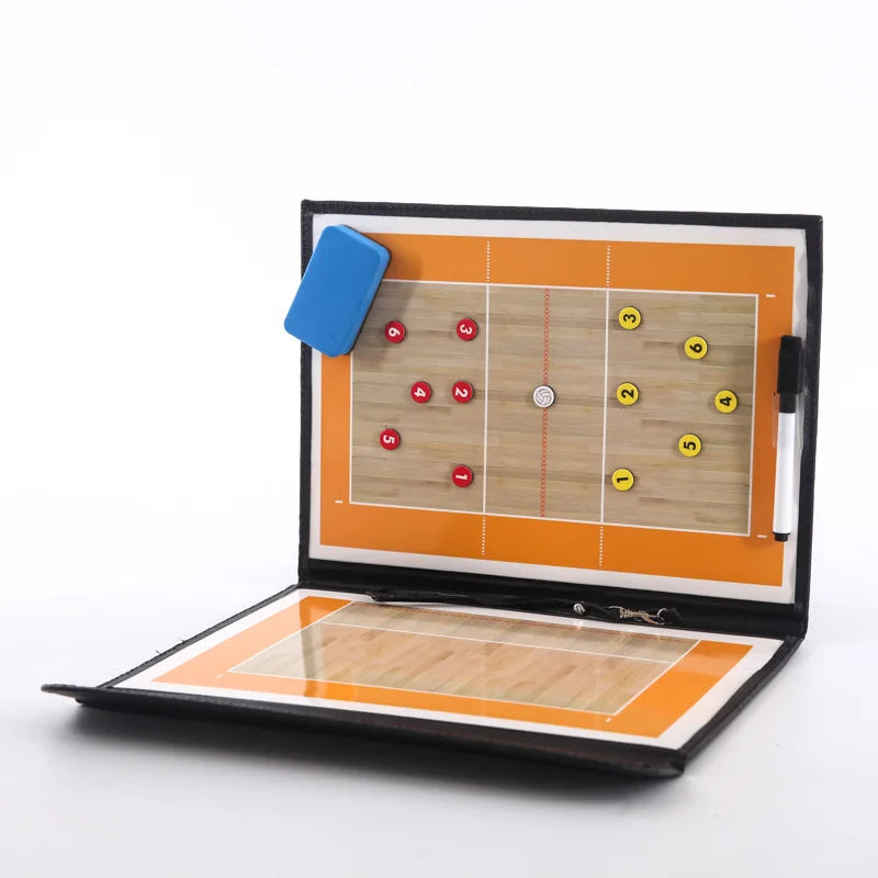 Portable Tactical Magnetic Strategy Board Kit Notepad PU Leather PVC Cardboard Dry Erase Coach Board for Volleyball Training