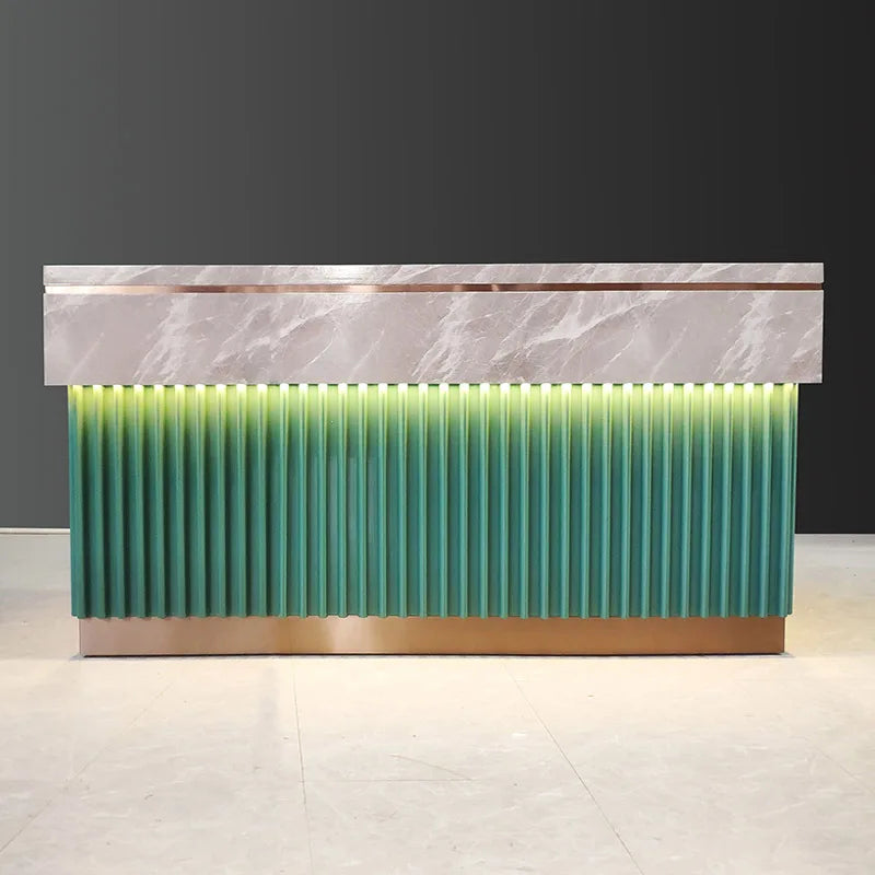 Luxury Modern Reception Furniture Wooden Led Light Reception Desks Marble for Beauty Salon