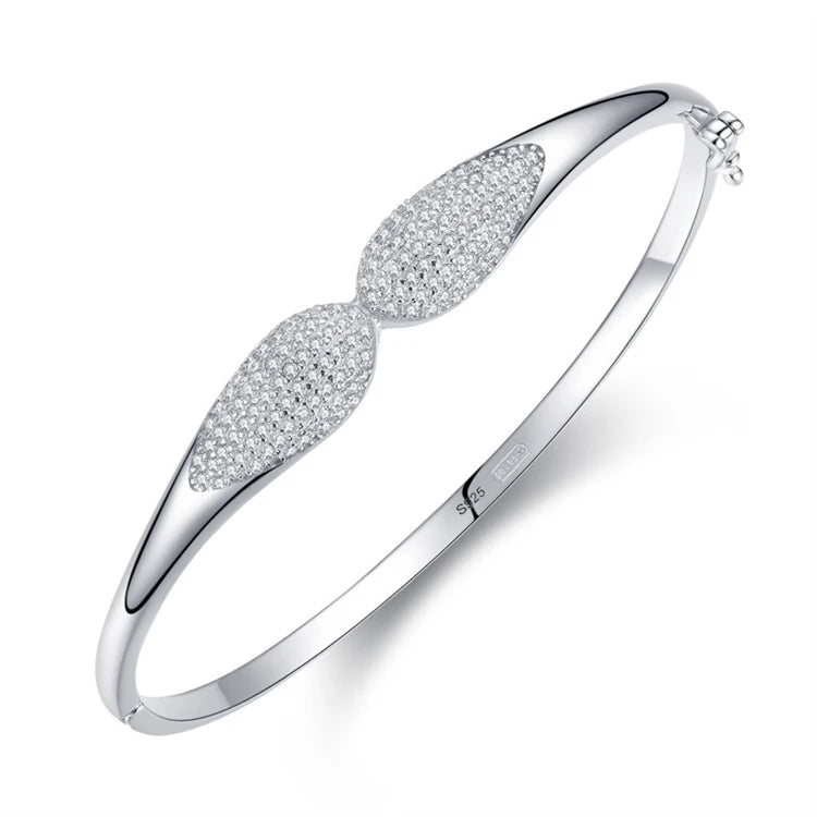 Elegant 925 Sterling Silver Simple Cz Iced Out Diamond Bangles for Women Girls