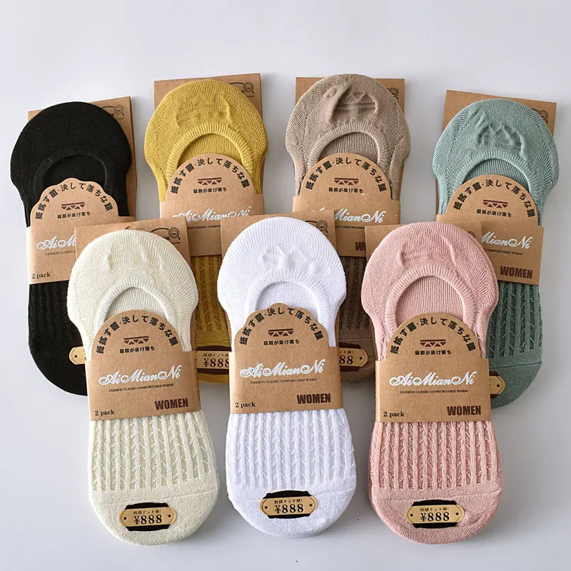 Cotton Thin Solid Color Light Mouth Invisible Women's Hand Socks Korean Trend Summer Women Socks Set