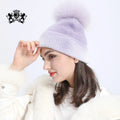 New Arrival Fashion Design Wool Knit Beanie Hat Gradual Color Women Winter Warm Rabbit Wool Knit Beanie Hat