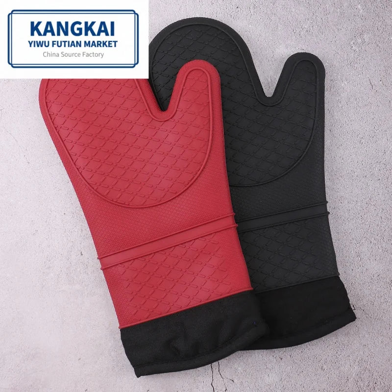 Hot Sale Thickened Silicone Baking Oven Gloves High Temperature Heat Insulation Microwave Oven Glove Tool