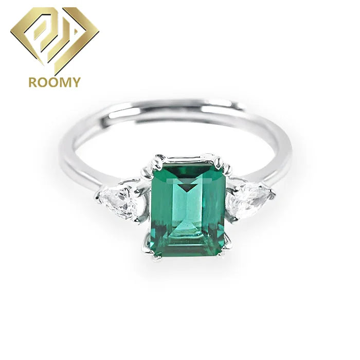 Roomy Best Selling 925 Sterling Silver Rings Lab Grown Emerald Ring Fashion Jewelry