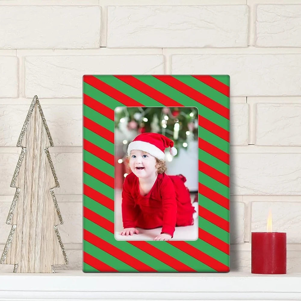 Christmas Photo Frame Fashionable Design Striped Colourful Picture Frame Precious Christmas Gifts for Kids
