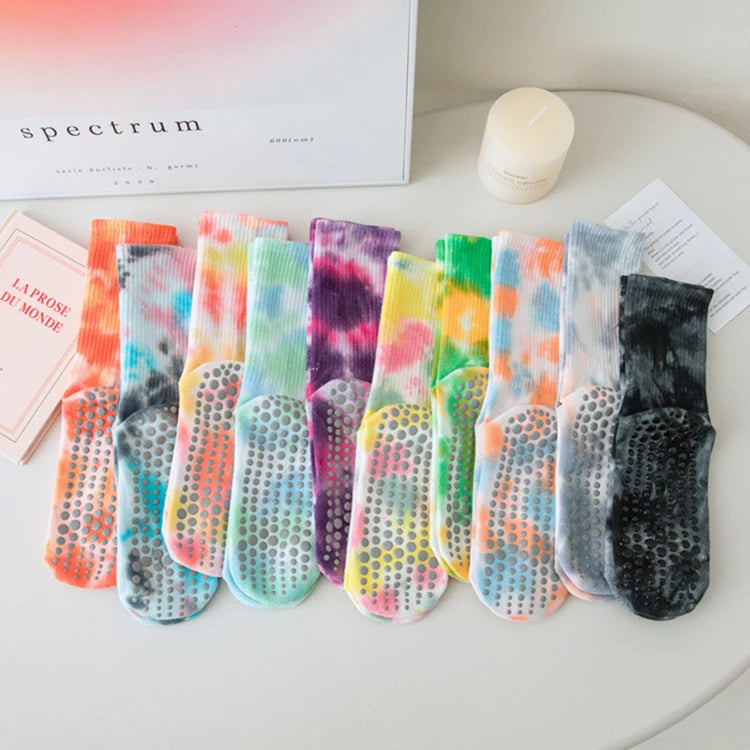 Custom Pilates Socks Tie Dyed Fashion Yoga Dispensing Anti Skid GYM Women's Fitness Socks With LOGO