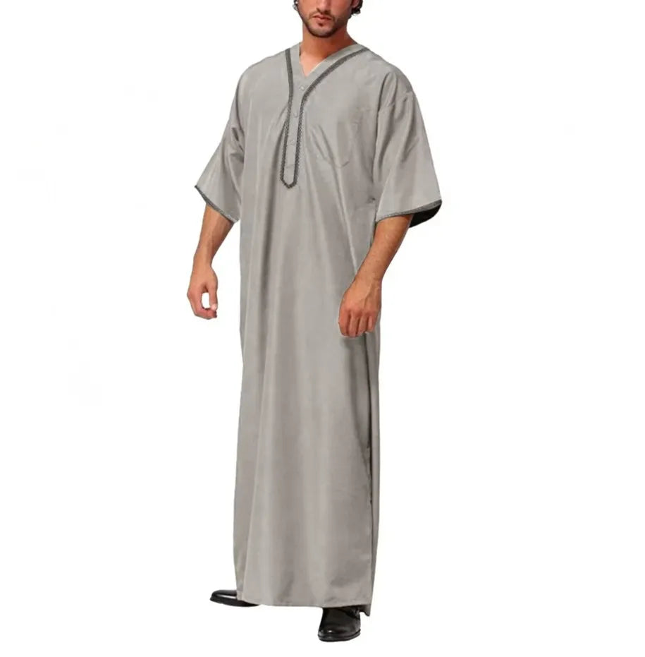 S-5XL Muslim Middle East Arab Dubai Robe Malaysia Men's Loose Robe Button Long Shirt Jalabiya Abayas Ramadan Caftan