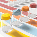 New Double-opening Glass Condiment Bottle Set Kitchen Four-packed Seasoning Jar Colourful Salt Shaker Condiment Bottle