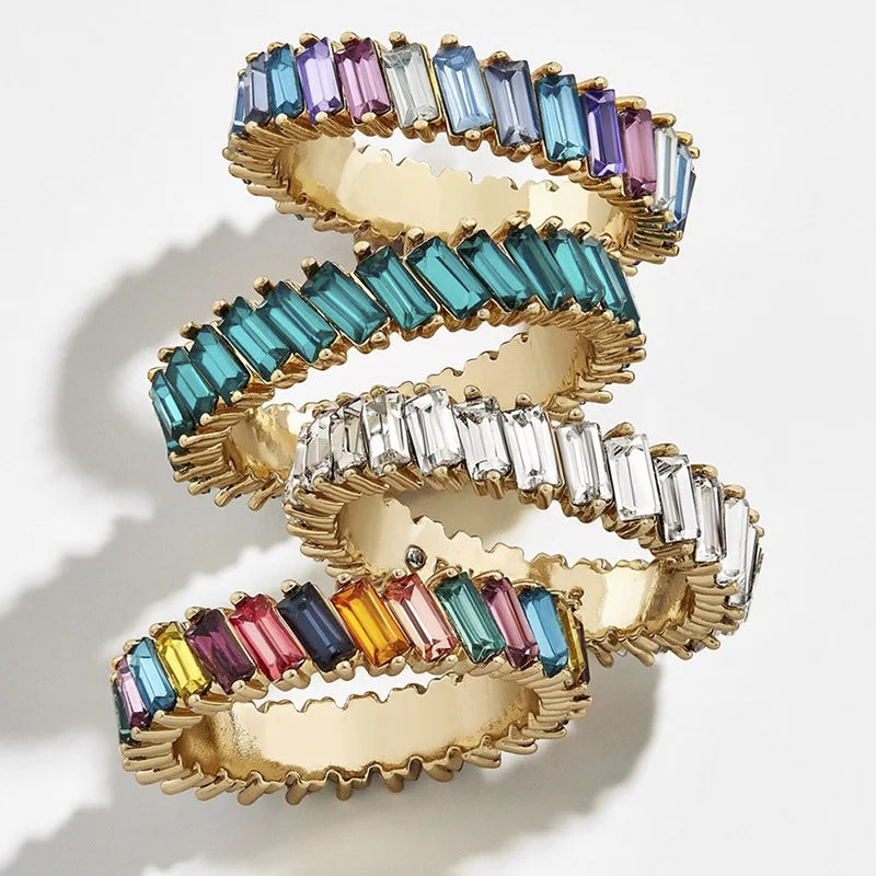 Wholesale Fashion Chic Alloy Glass Crystal bar Bead Pave Fashion Jewelry Rings Women Bulk
