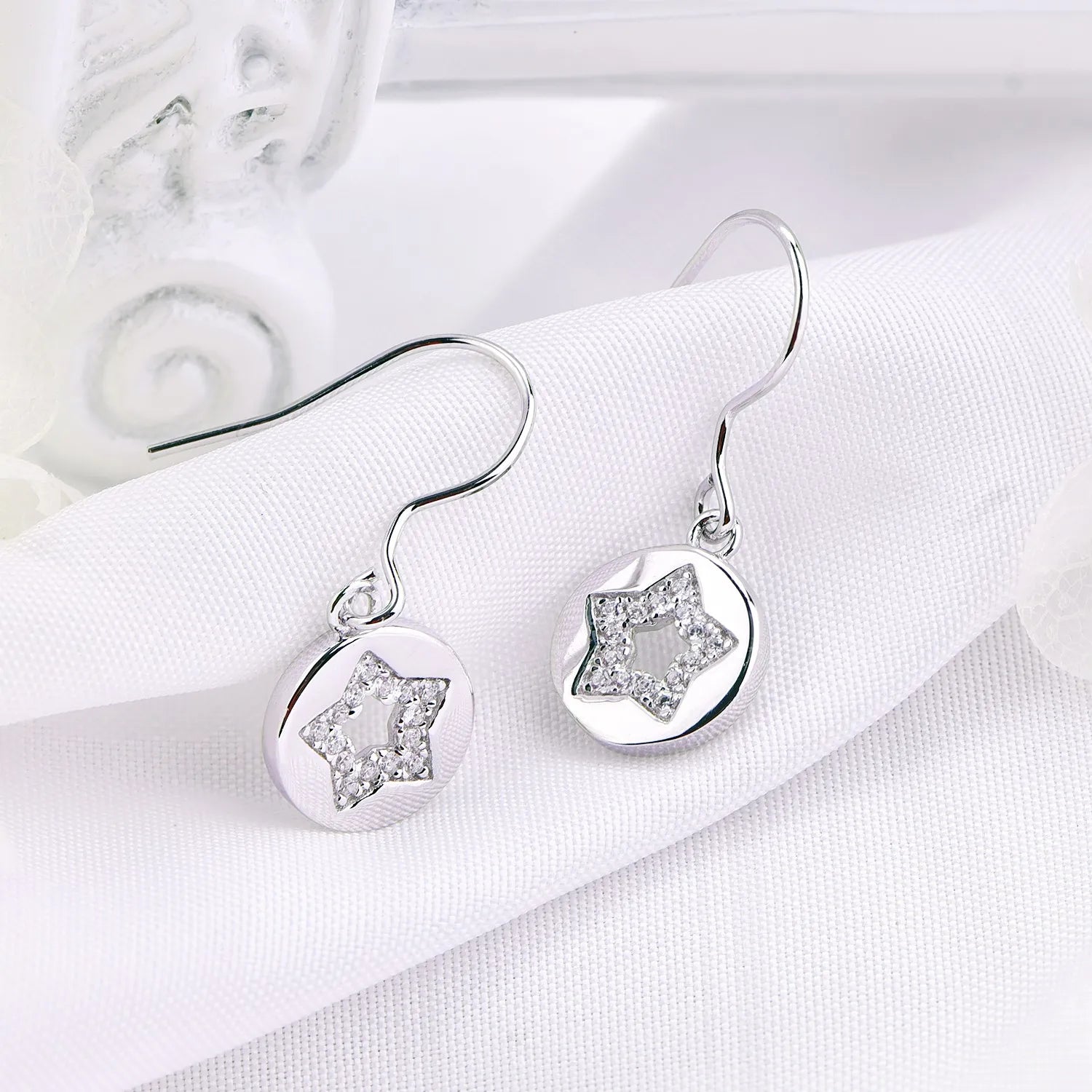 Classic Fashion Round and Star Shape Drop Earring With Aaa Cubic Zircon for Woman Girls Wholesale Jewelry Gift