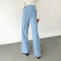 Enyami Autumn Spring Urban Wear Work Leisure Trousers Business Casual Ladies Baby-blue High Waist Straight Office Pants Women