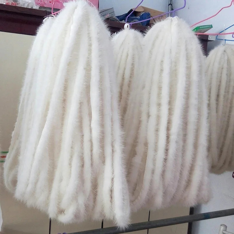 Mink Fur Ribbon Tape White Furry Pompom Decoration DIY Home Clothing Decoration Fur Trim Fur Material for Garment Collar Bag