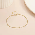 Delicate Everyday Wear Solid Gold Bracelet Round Gold Beads Decor 2.5MM Lab Grown Diamond Adjustable Bracelet