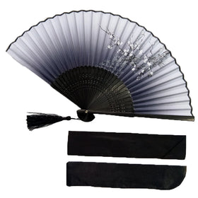 Wholesale Gift Set Mini Japanese Fan Bamboo Wedding Silk Hand Fan With Cloth Bag