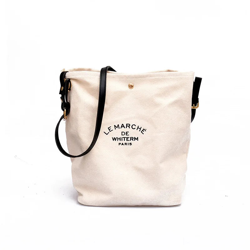 Luxury Designer Custom Logo Color Brown Handles Open Closure Chains Decorated Multi-function Casual Canvas Tote Shoulder Bag