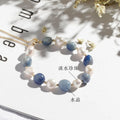 Blue Aventurine Jade  Freshwater Pearl Crystal Bracelet