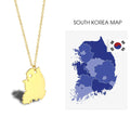 Manufacturer Stainless Steel South Korea Map Chain Necklace Silver 18K Gold Rose Plated South Korea Map Pendant Chain Necklace