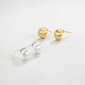 Fashion Fine Silver 925 with 18k Gold Plated Stud Earrings Brushed Effect Fancy Stud Earring Jewelry Earrings Women