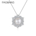 CZCITY Charm Pendant Dainty Silver 925 Snake New Snowflake Sunflower Jewelry Fresh Water Pearl Necklace