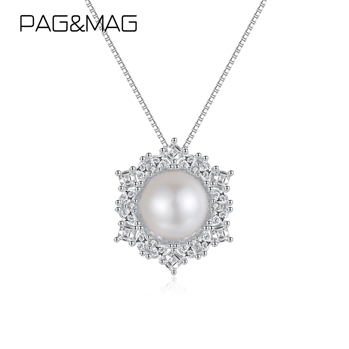 CZCITY Charm Pendant Dainty Silver 925 Snake New Snowflake Sunflower Jewelry Fresh Water Pearl Necklace