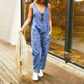 Boutique Wholesale 2026 Summer New V-neck Pocket Sling Adjustable Shoulder Strap Denim Women's Jumpsuit