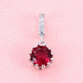 POLIVA Elegant Wedding Jewelry 925 Sterling Silver Pendants 3A Crystal Rhodium Plated Ruby Pendant Stone