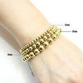 Non Tarnish 18K Gold Color Stainless Steel Waterproof Stackable Elastic Stretch Gold Beaded Bracelets for Women