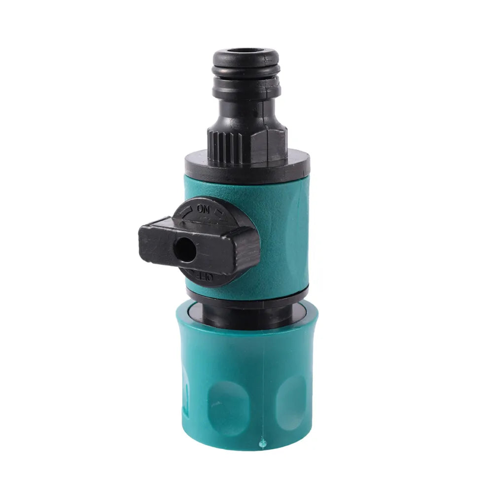 Plastic Garden Quick Connector with Valve Prolong Irrigation Pipe Fittings Hose Connector Adaptor