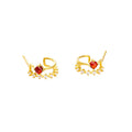 Fashion Jewelry 925 Sterling Silver Earring C Shape Double Layer Mini Zircon Cat's Eye Gold Plated Stud Earrings Women