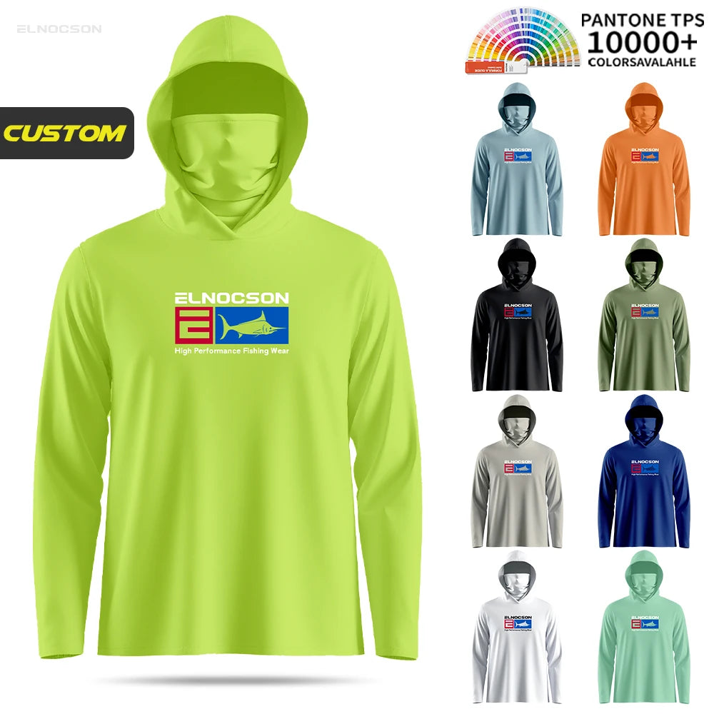 Custom Logo Unisex SPF Outdoor Long Sleeve Fishing Hoodie UPF 50+ Sun Protection Breathable Lightweight Blank Fishing Shirts
