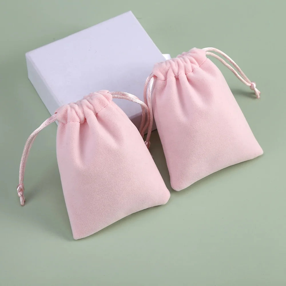 9x12cm Light Pink Luxury Velvet Pouch Packaging Bags for Jewelry Gift Wholesale Bracelet Cloth Bag Charm Pouch Small Bag