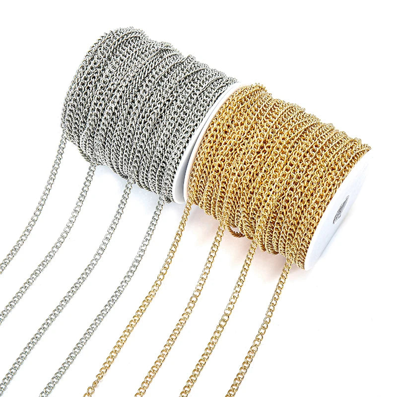 2 Metres/strip/bag KC Gold/Rhodium Plated Necklace Chain for Jewelry Making Findings DIY Necklace Bracelet Chains Materials Hand