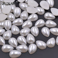 JUNAO 13*18mm White Flatback Pearls Rhinestones Bulk Top Quality Drop Pearls Beads for Bag Decoration