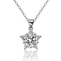 OAHLAN Fashion Jewelry 1ct Round Cut Moissanite Diamond Snowflake Pendant Star 925 Sterling Silver Necklace for Christmas Gift