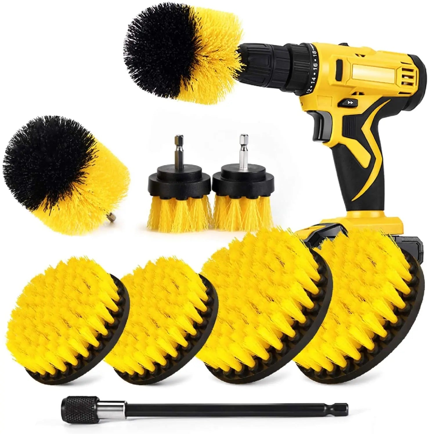 9 PCS Power Brush Scrubber Set Cleaning Brush Electric for Bathroom and Kitchen SurfaceGroutTubShowerTile Automotive