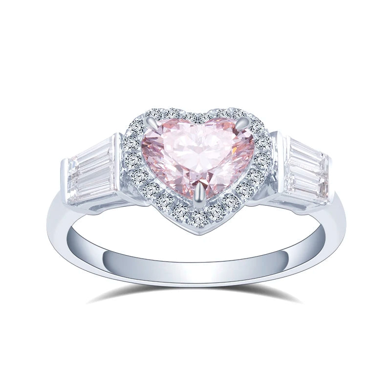 MSR-1461 10k/14k/18K  White Gold Customized 1ct CVD HPHT Heart Cut Color Lab Diamond  Jewelry Ring