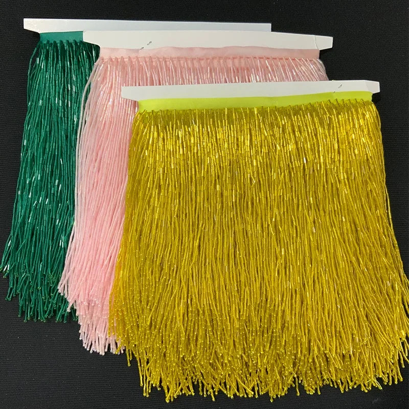 14cm Beaded Fringe Trim Tassel Trims for Dance Costume Haute Couture Dress Trimming Beading Fringe for Clothes