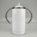 Sublimation Ready 12oz Sippy Cup Straight Double Handle Coffee Mug Stainless Steel Baby Tumbler Insulated Milk Bottle with Straw