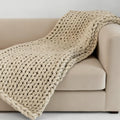 Breathable Soft Thick Knit Blanket Handmade Chunky Throw Cotton Hand Woven Knitted Weighted Blanket