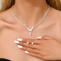 High-End Zircon Clavicle Chain Necklace & Earrings Set - Wholesale Accessories Light Luxury Style