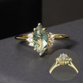 OL1026 Abiding Jewellery Wholesale Simple Engagement Jewelry Marquise Cut 8x10mm Moss Agate 925 Sterling Silver Ring